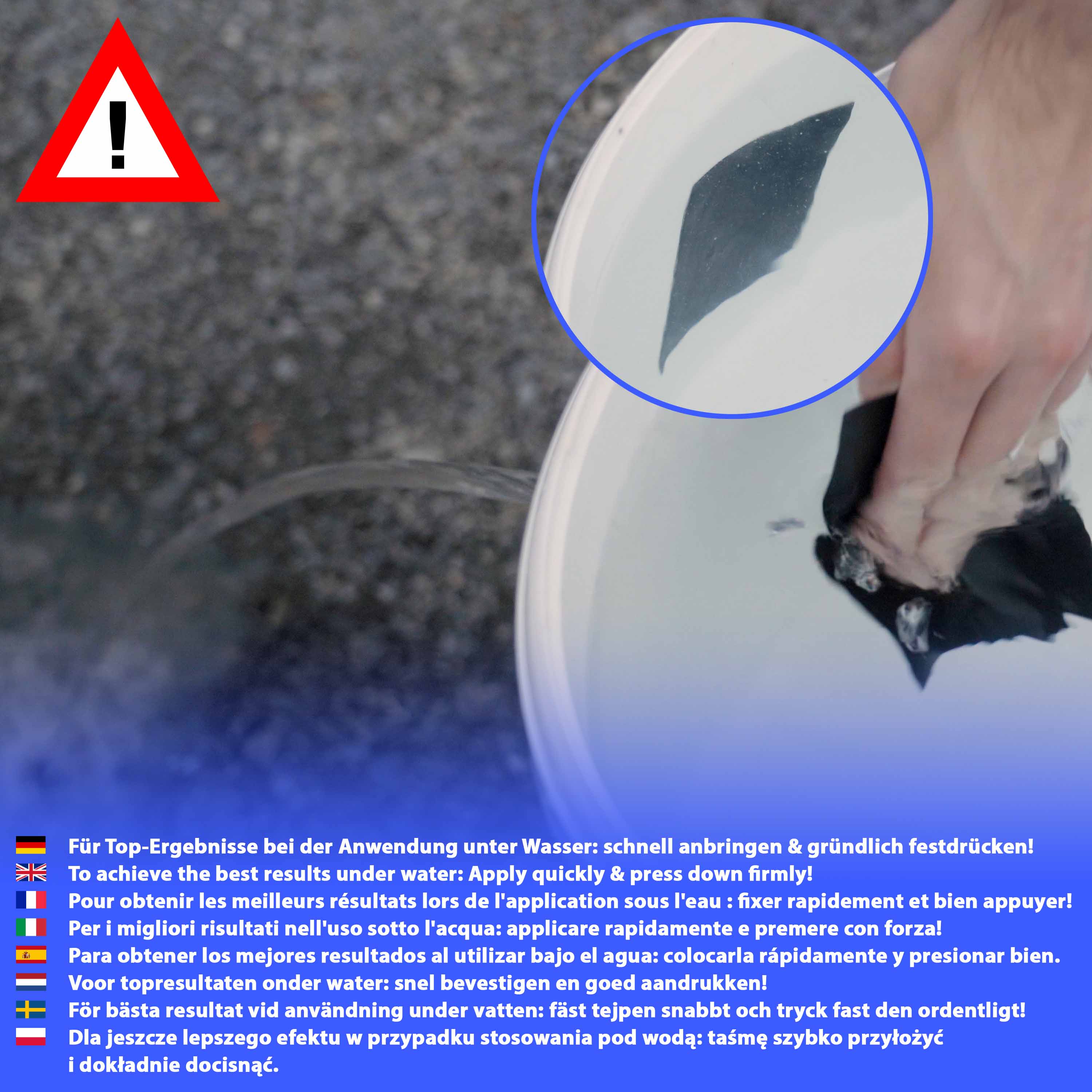 Unterwasser-Klebeband wasserdicht 1,5 m x 10 cm, weiß