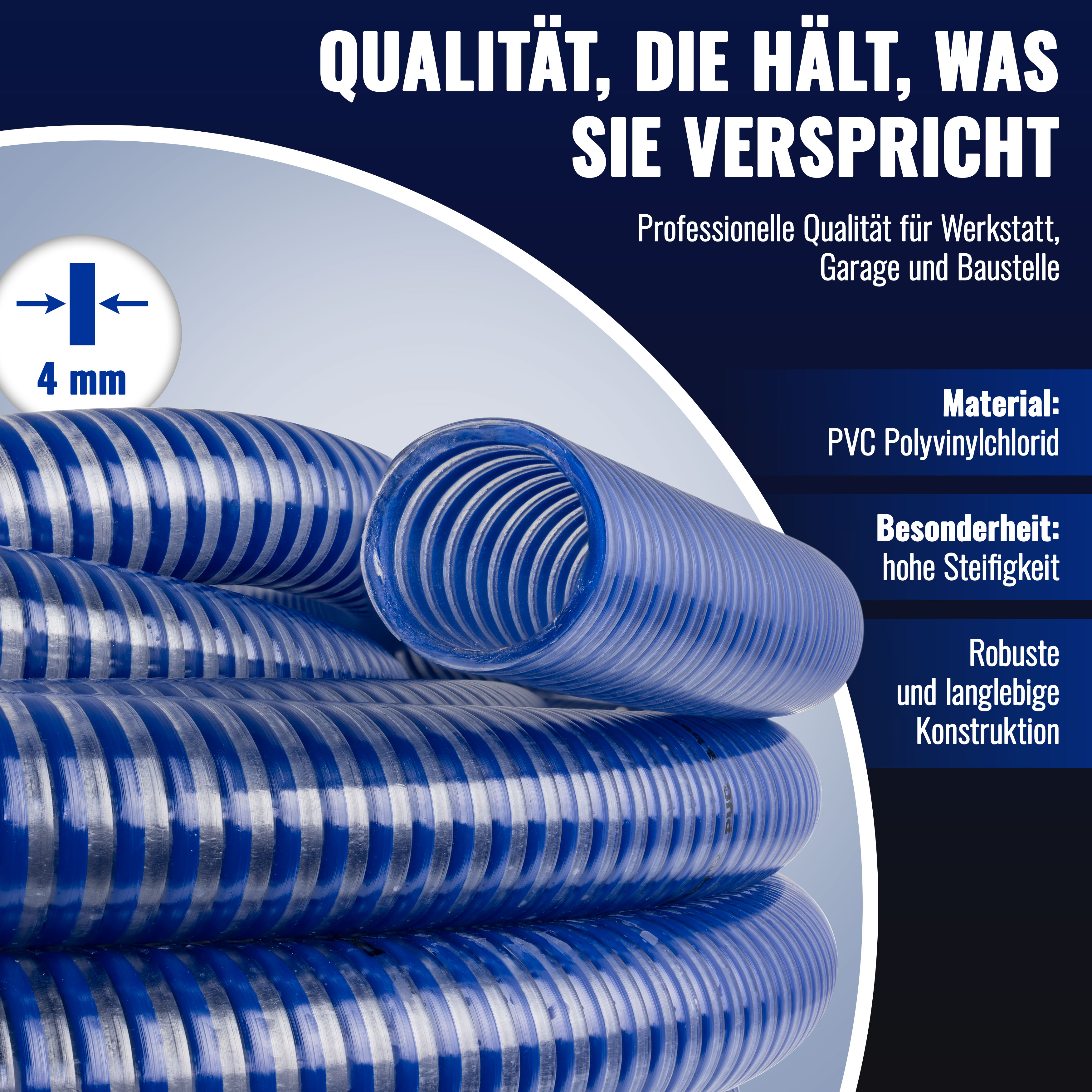 Poppstar PVC Saugschlauch 1 1/4" Spiralschlauch 50m Wasserschlauch ID/AD 32/40mm