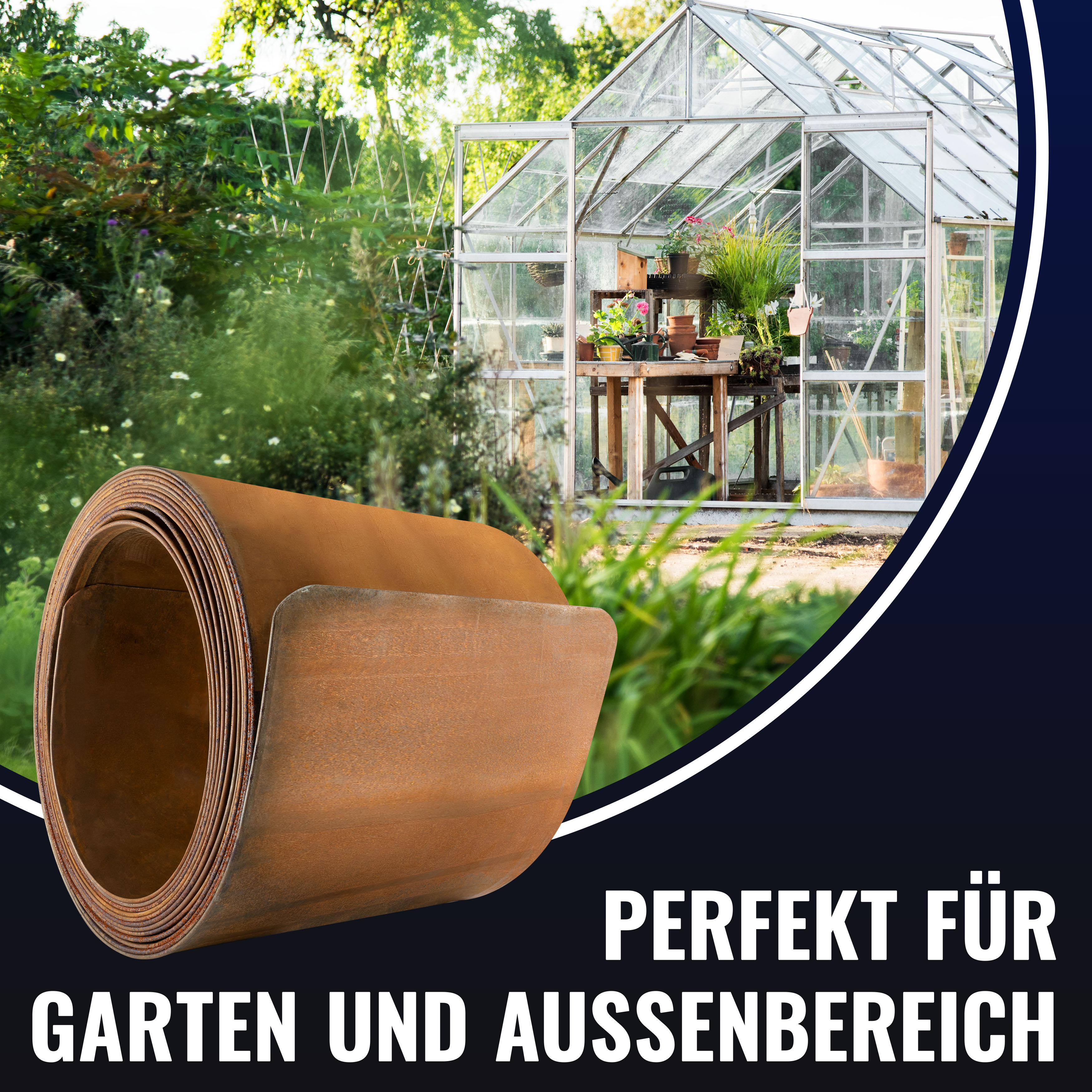 Rasenkante Cortenstahl 5m*14 cm*0,5 mm, 1 Rolle