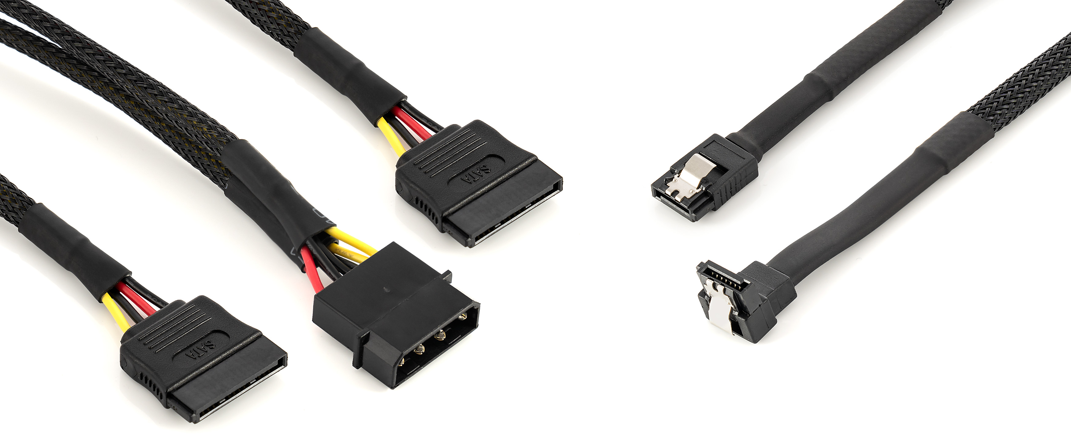 2x SATA 3 Datenkabel + Stromkabel Molex 4-Pin / SATA III 15-Pin
