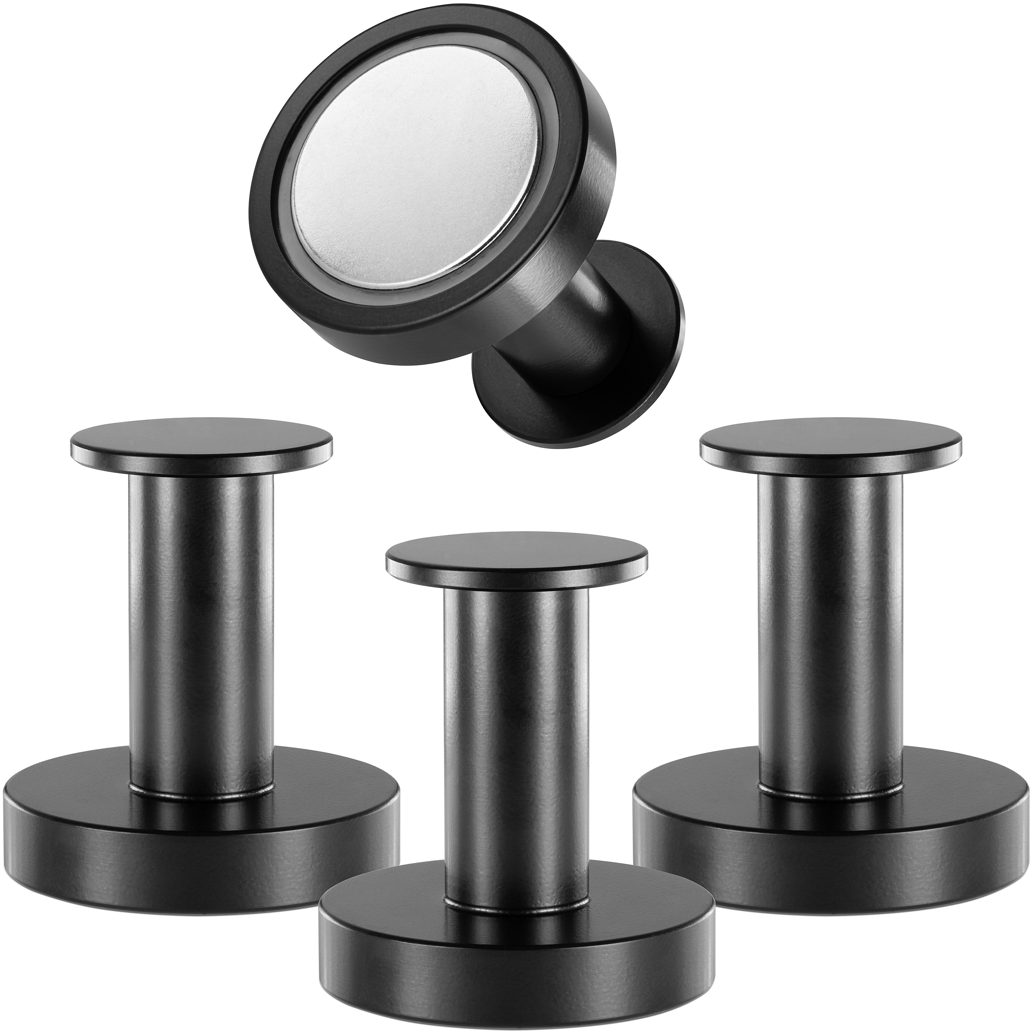 4 Stück runde Pin-Magnethaken, schwarz