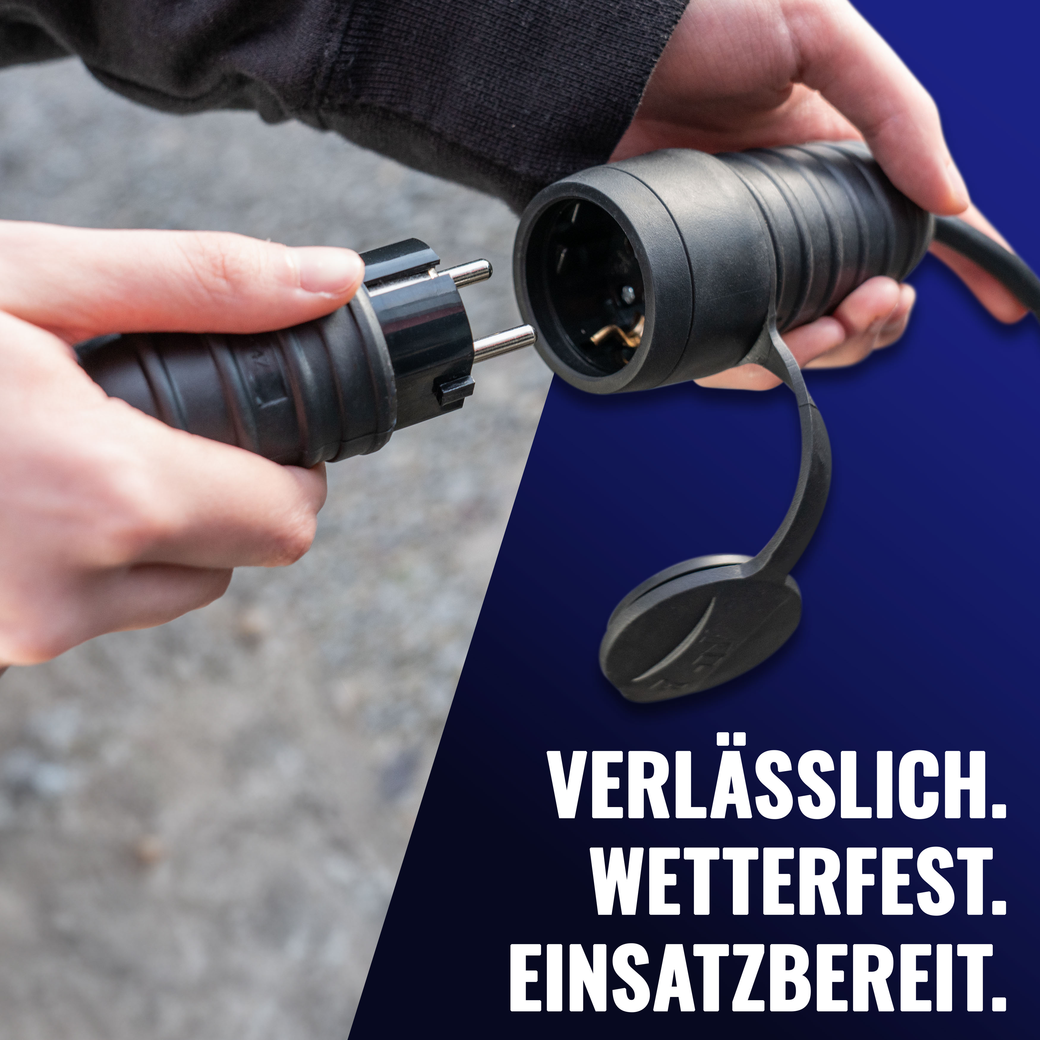 1x Gummi Kupplung mit Schutzkappe, (2-polig,230V,16A,IP44)
