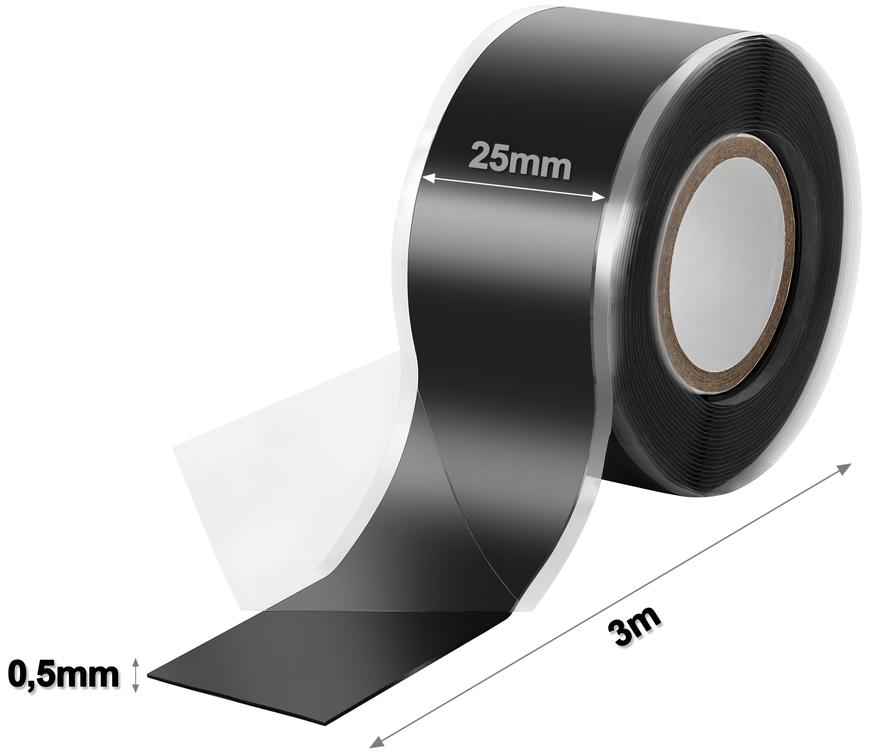 Poppstar selbstverschweißendes Silikonband schwarz 3m x 25mm