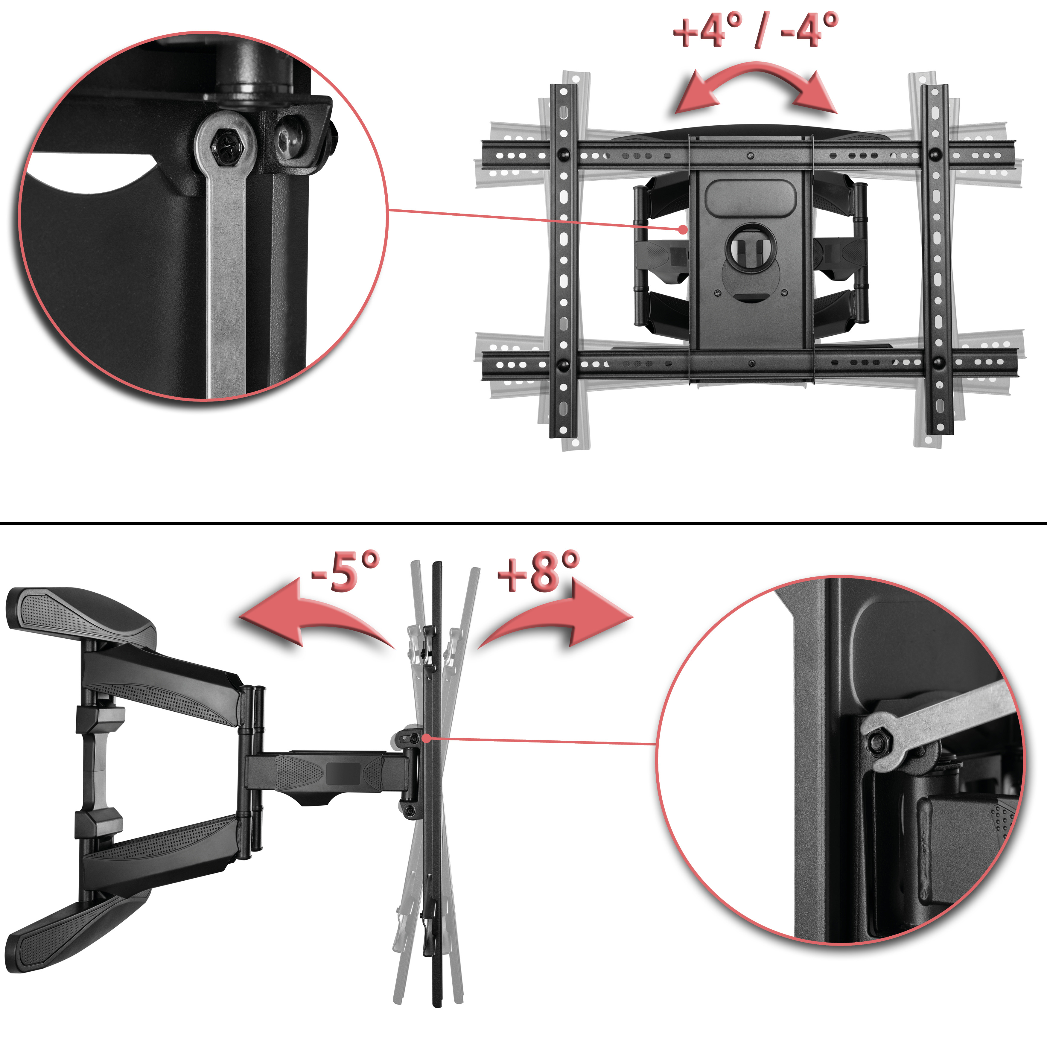 TV Wandhalter Doppelarm schwenkbar für Monitore bis 45kg