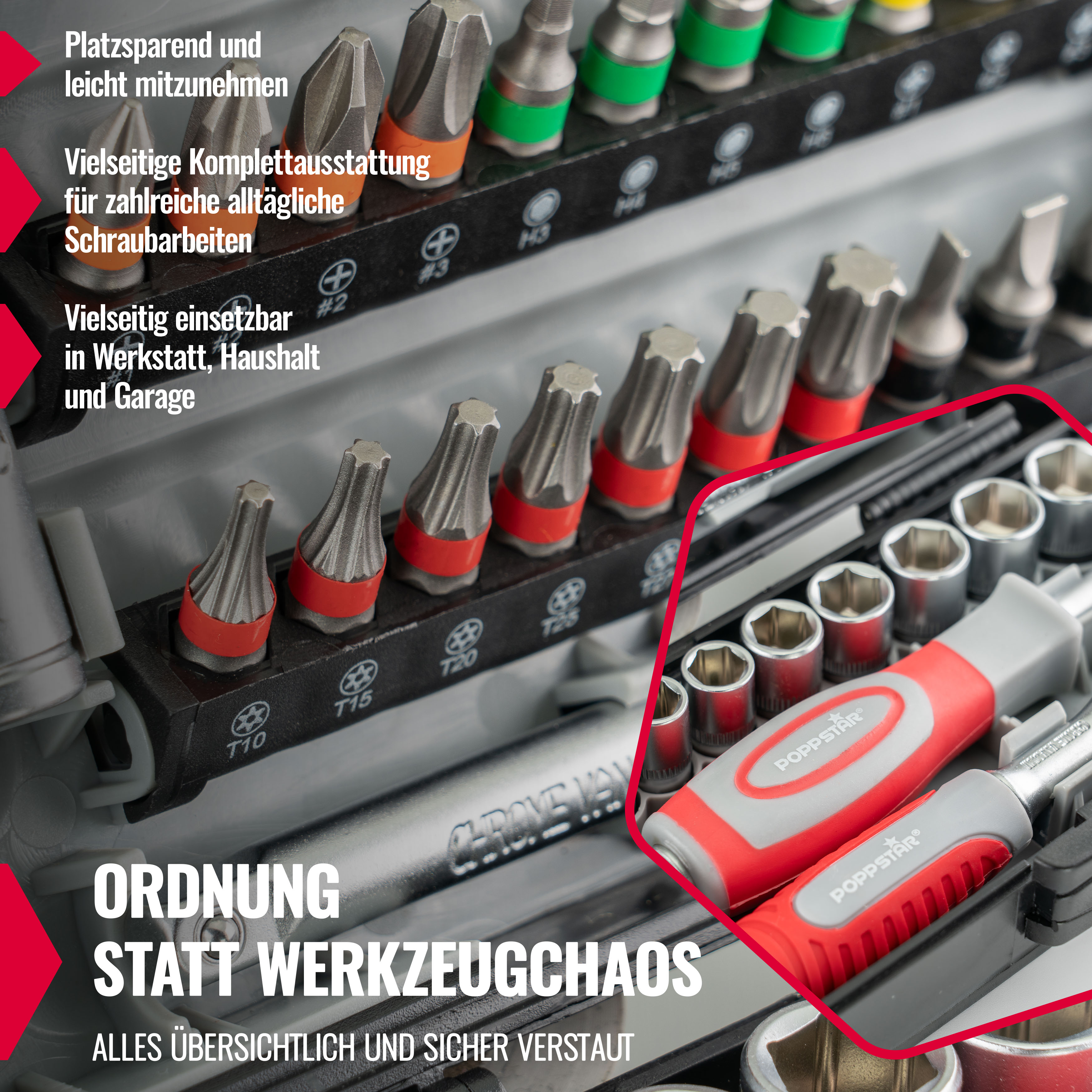 Werkzeugkoffer 38-teilig, 1/4 Zoll Steckschlüsselsatz