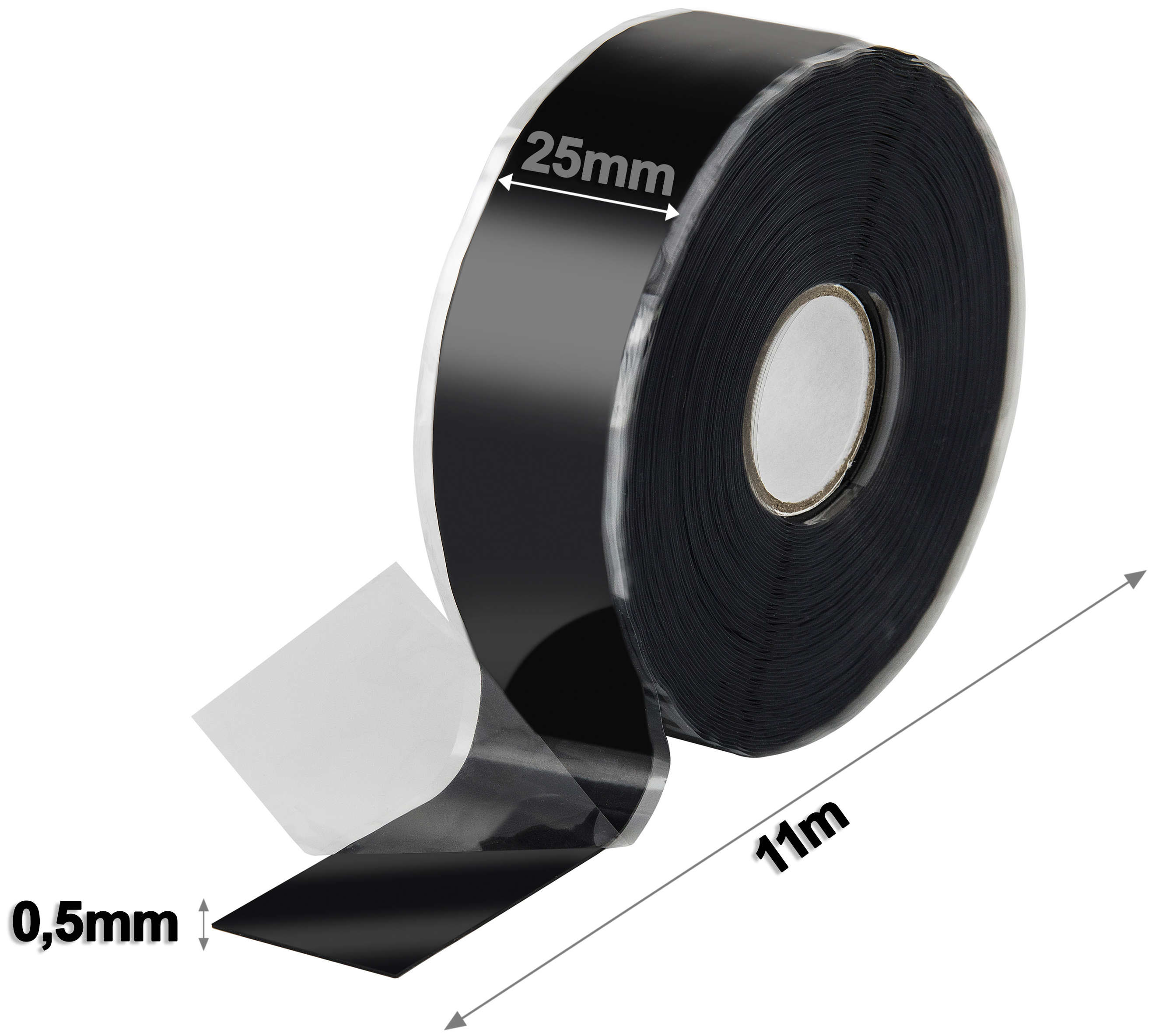 Poppstar selbstverschweißendes Silikonband schwarz 11m x 25mm