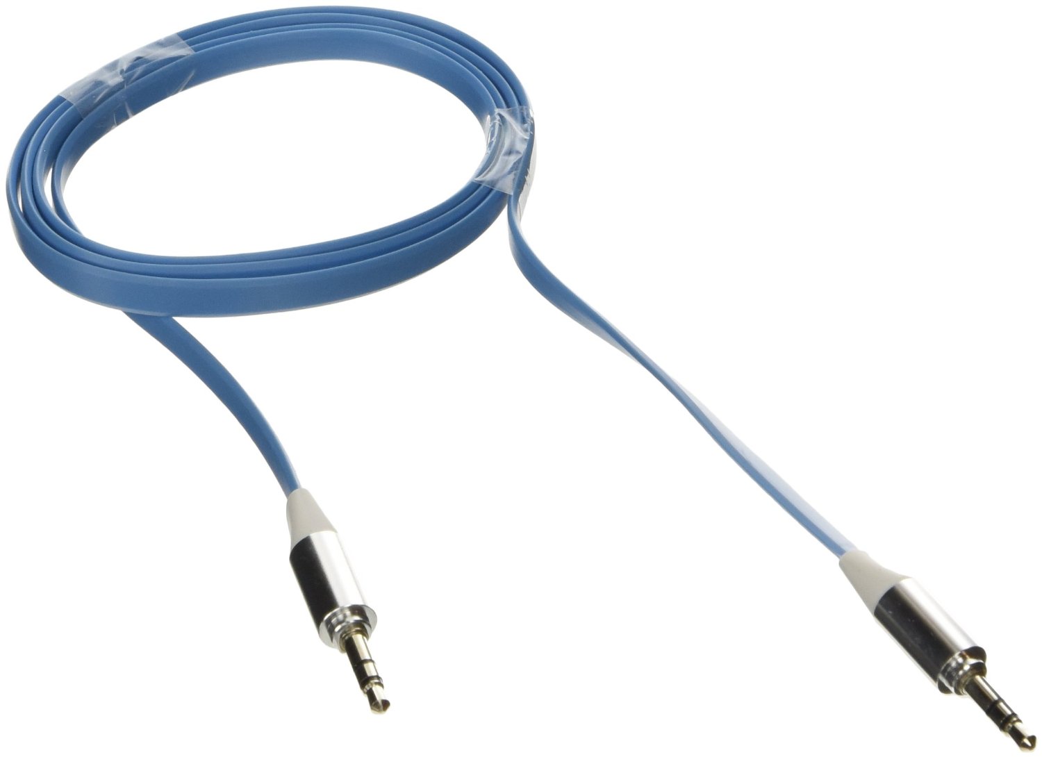 Poppstar 3,5mm Flachband Audio Klinken-Kabel 1m blau für Handy/Smartphone/Tablet