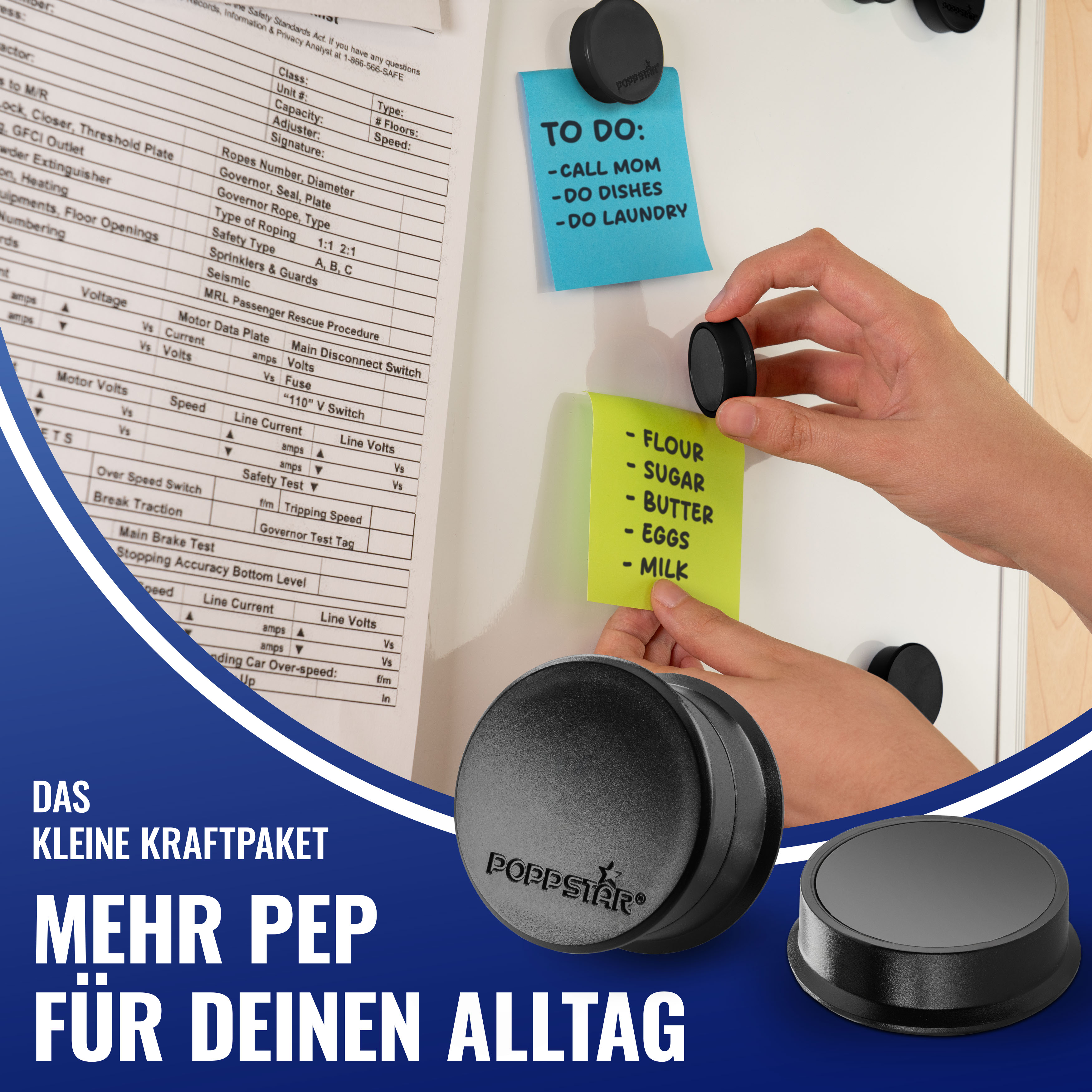 Whiteboard Magnete schwarz (38x11,5 mm, bis 2,5), 20 Stück