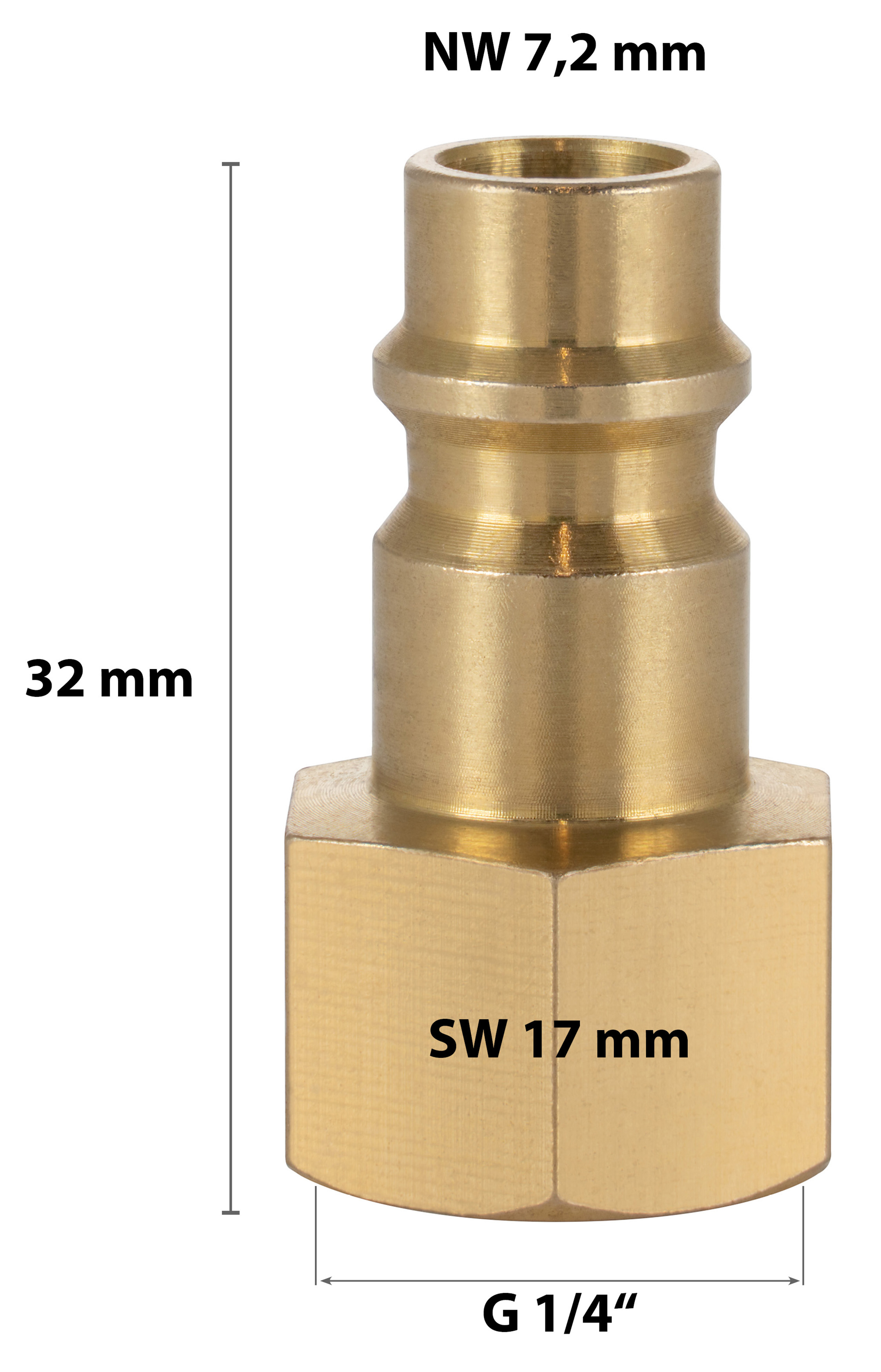 Druckluft-Kupplung Stecknippel NW 7,2 mit 1/4" Innengewinde