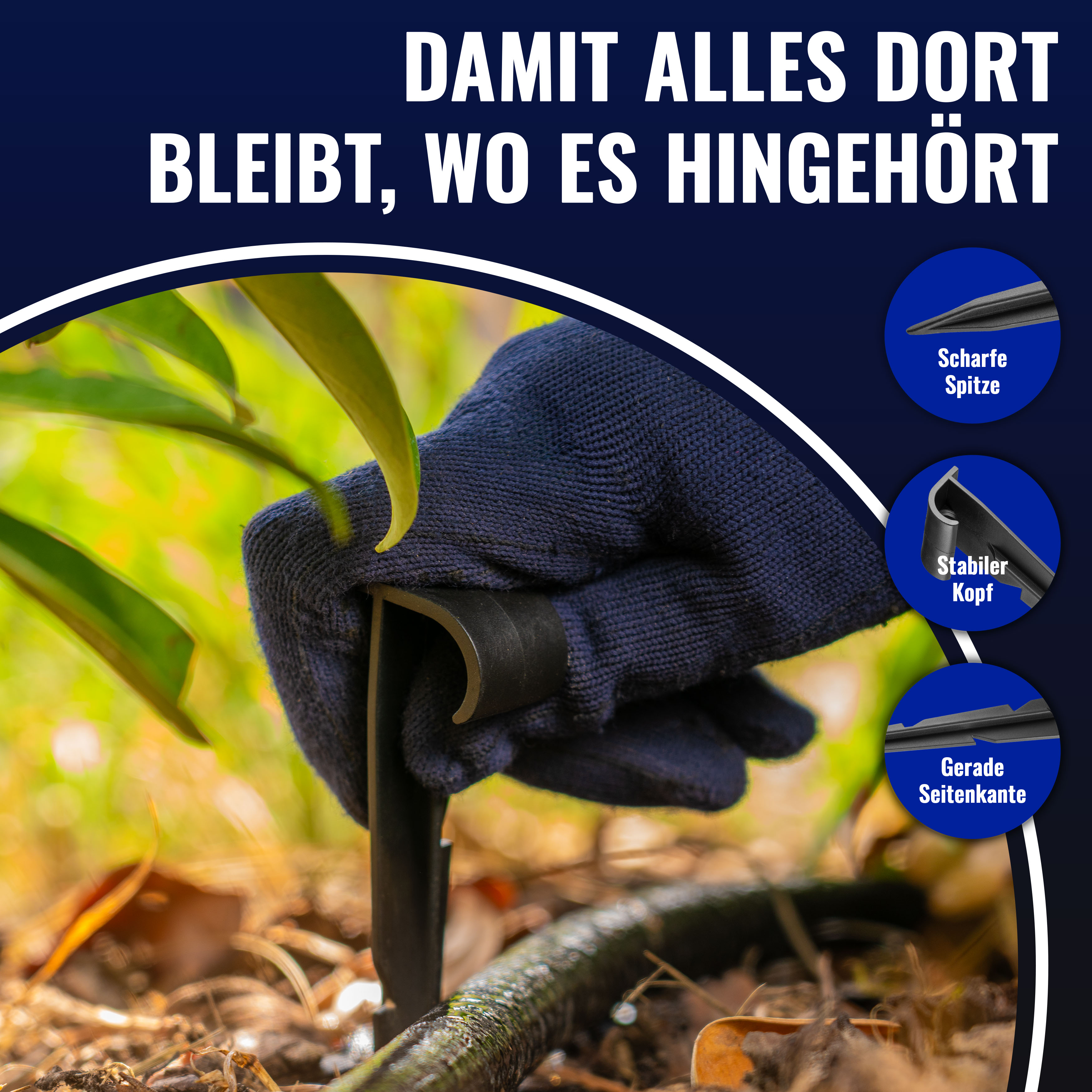 Erdspieße für Schläuche Ø 16-20mm (100 Stück), schwarz