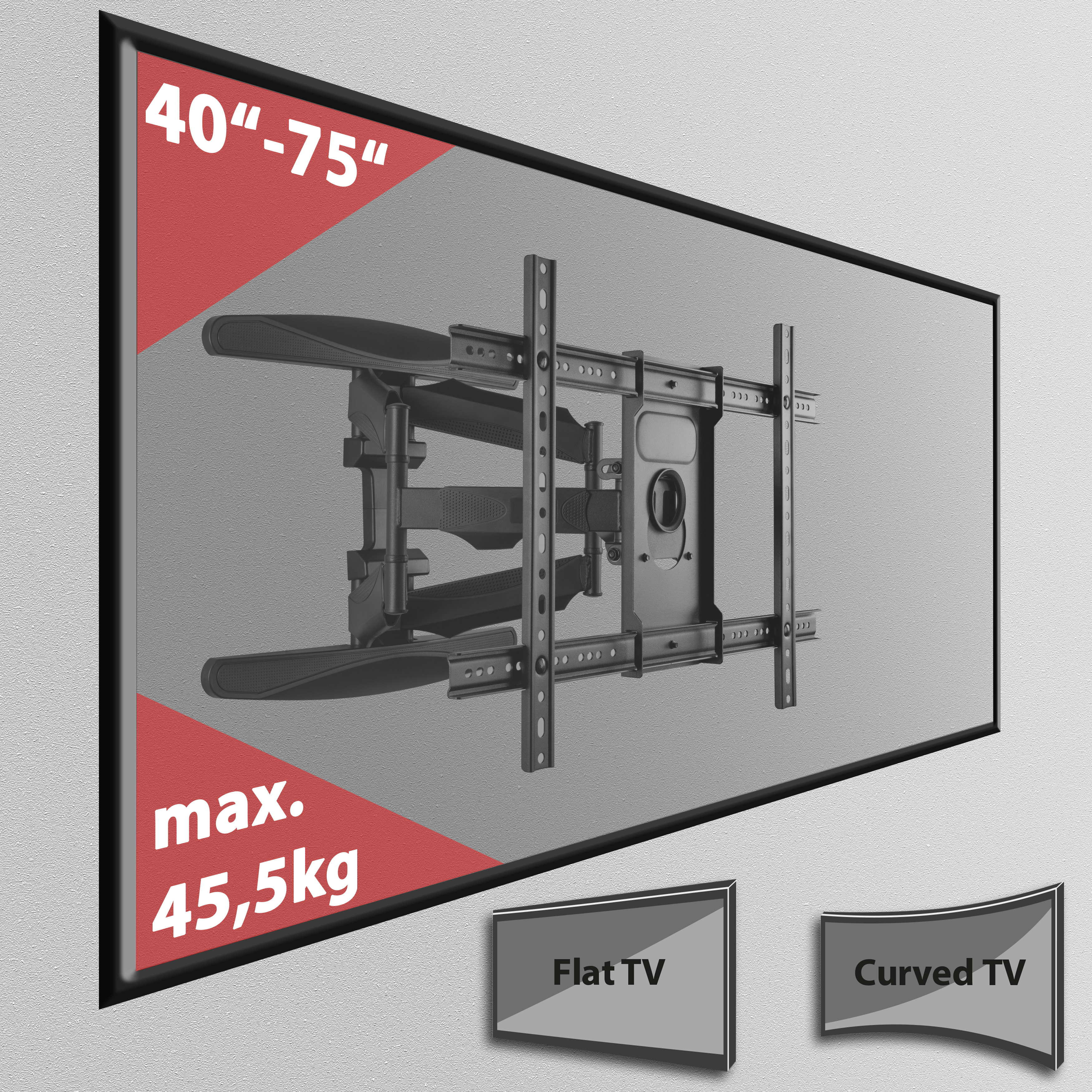 TV Wandhalter Doppelarm schwenkbar für Monitore bis 45kg