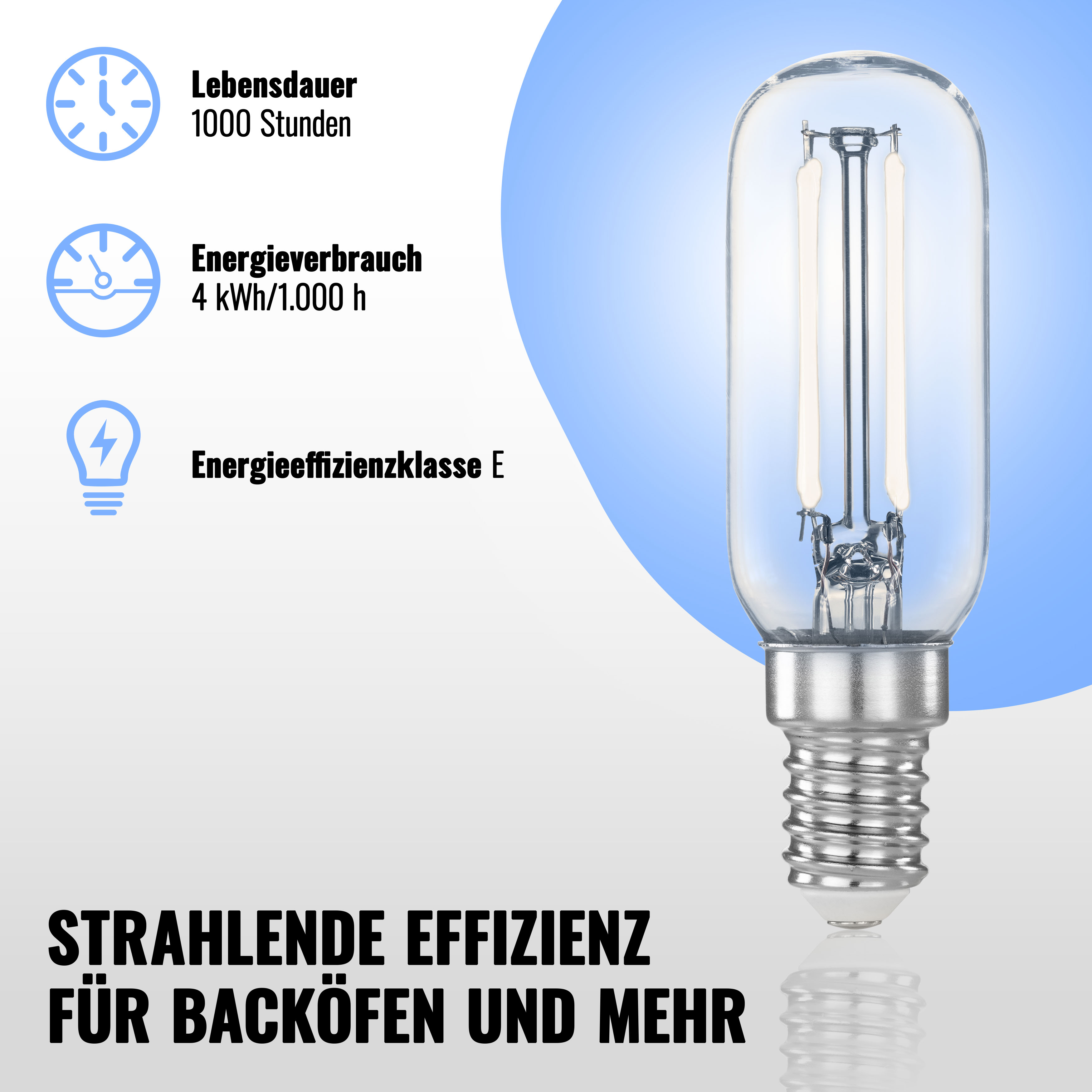 LED Lampen E14 für Dunstabzugshaube 4W 440lm kaltweiß, 2 St.