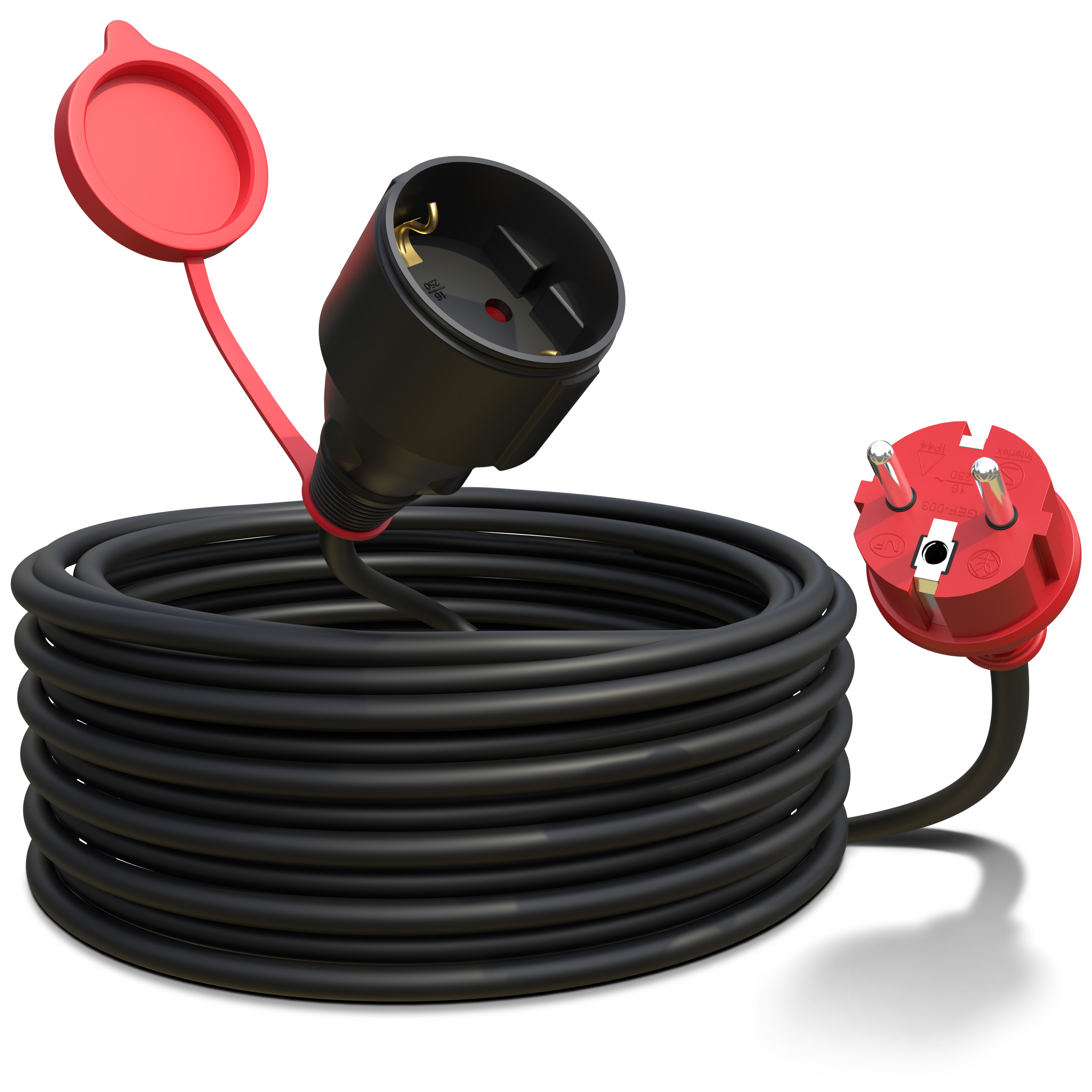 Verlängerungskabel 10m IP44 H05RR-F schwarz/rot