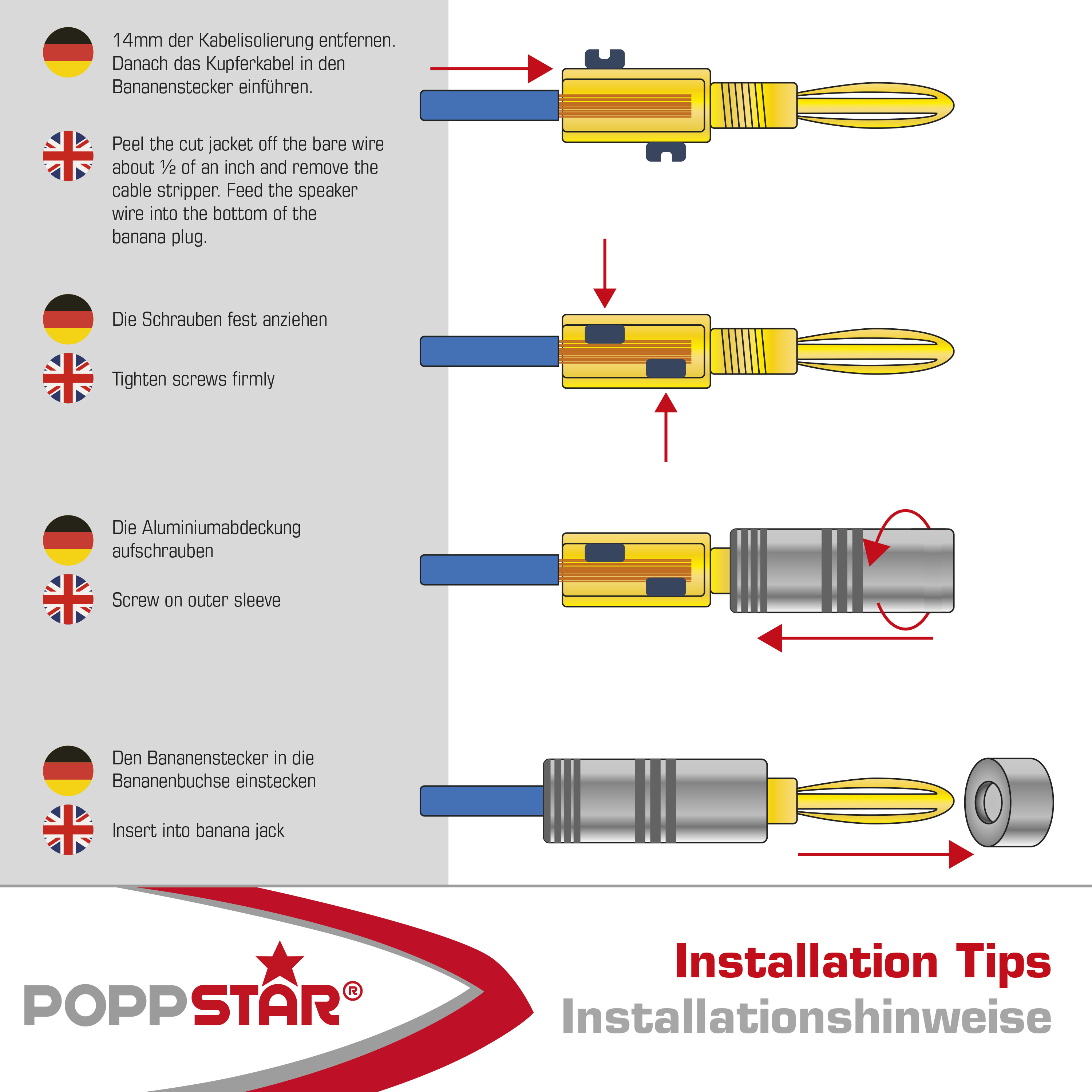 Goaycer Bananenstecker 24k vergoldet für lautsprecheri - (6 Paar / 12 Goaycer Bananenstecker 24k vergoldet für lautsprecheri - (6 Paar / 12