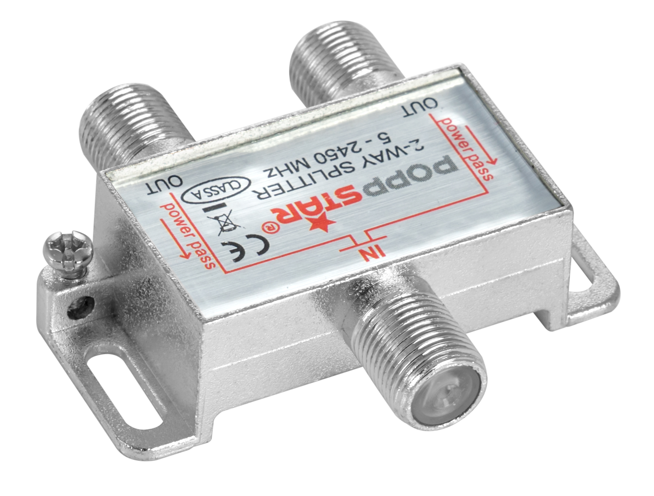 SAT Verteiler mit 2 Ausgängen + 3 Adapter (F-Stecker auf IEC)