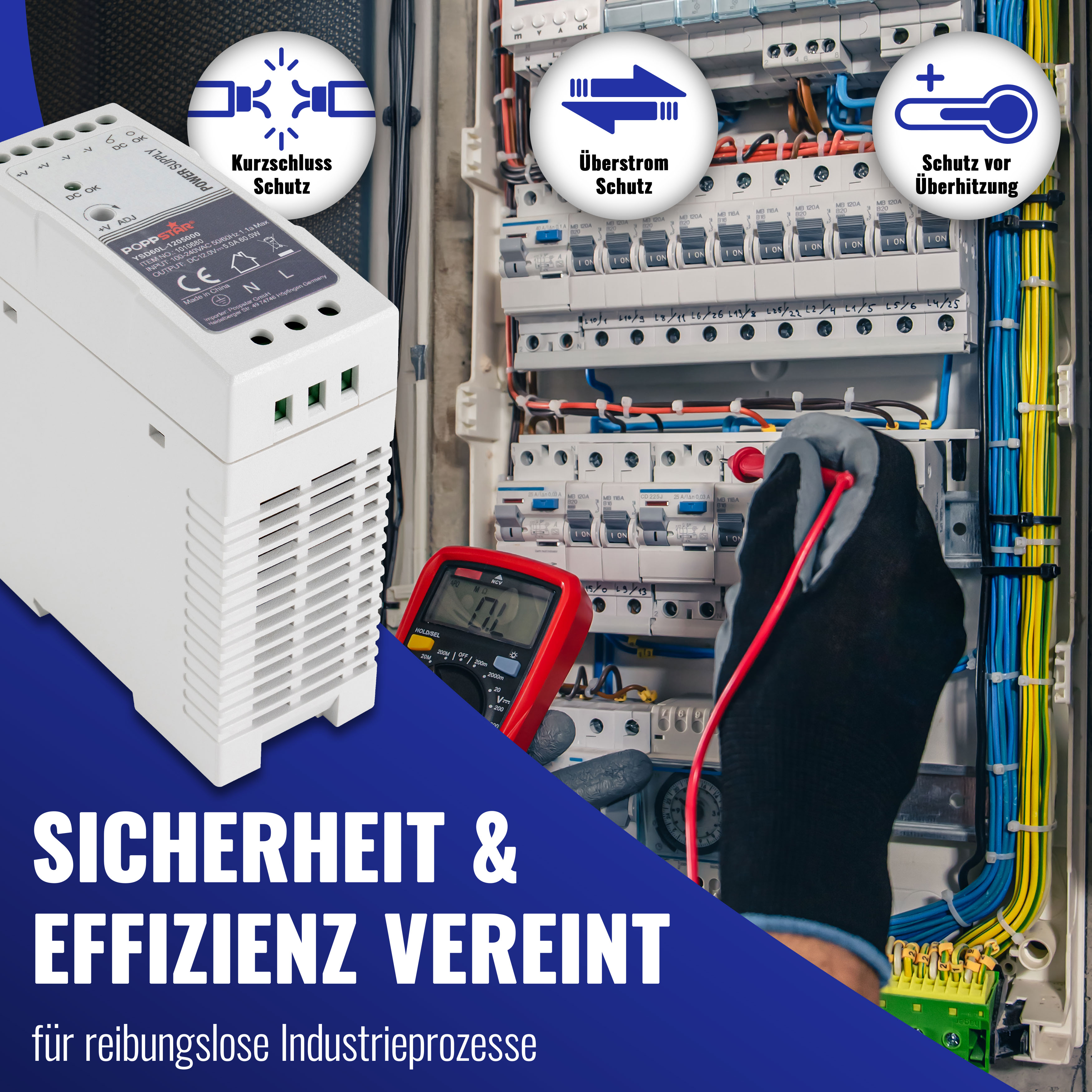 Hutschienen-Netzteil 12V DC 5A 60 Watt 40x100x92mm