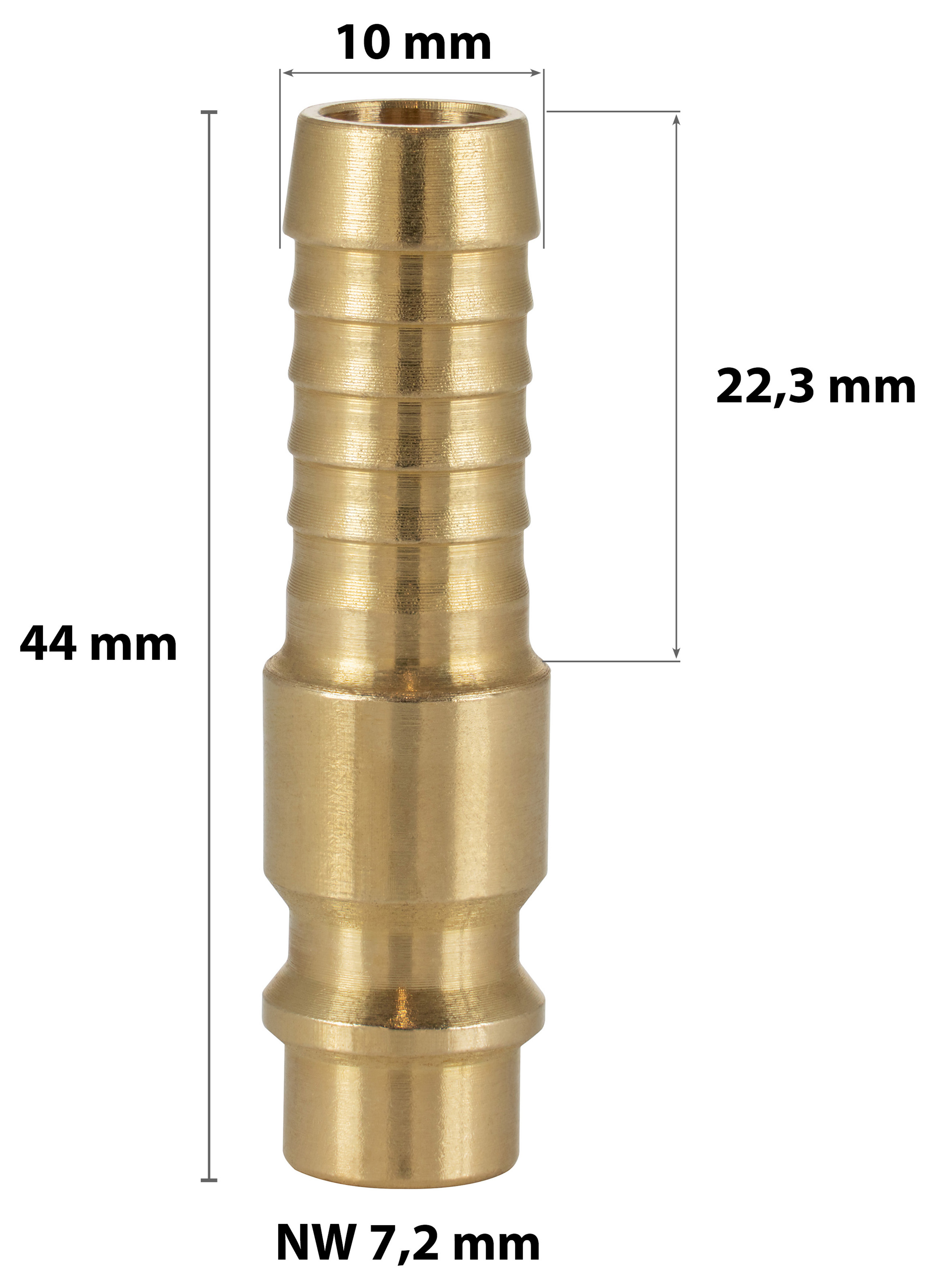2 Druckluft-Kupplungen Stecknippel NW 7,2 mit Tülle Ø 10mm