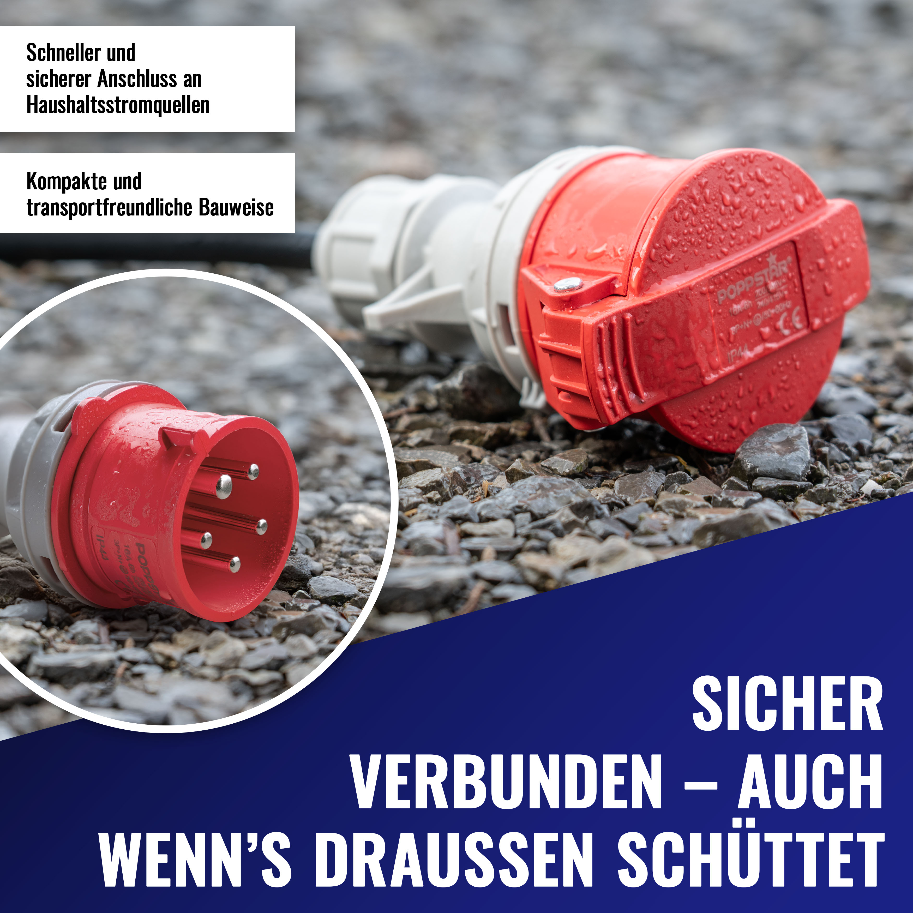 Starkstrom Verlängerungskabel 10m (CEE 16A 5-polig, 400V, IP44)